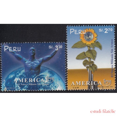 Upaep Perú 1211/12 1999 Flor Hombre Globo terraqueo MNH