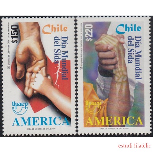 Upaep Chile 1570D/1570E 2000 VIH Sida AIDS Manos ofreciendo ayuda MNH