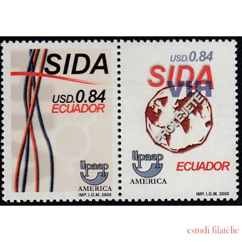 Upaep Ecuador 1532/33 2000 VIH Sida AIDS Composición Protéjete MNH