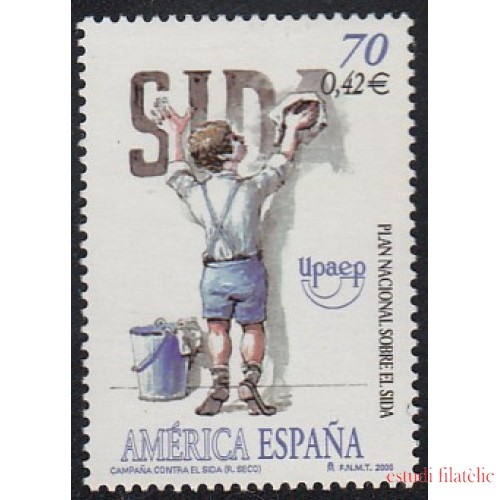 Upaep España 3334 2000 VIH  AIDS Niño borrando la palabra Sida MNH