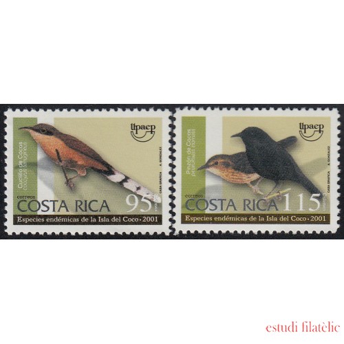 Upaep Costa Rica 688/89 2001 fauna birds pájaros Coccyzus Pinarloloxias MNH