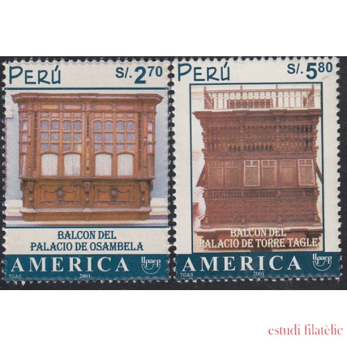 Upaep Perú 1303/04 2001 Balcón del Palacio de Osambela y de Torre Tagle MNH