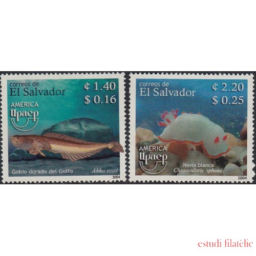 Upaep El Salvador  1586/87 2004 fauna fish pez Akko Rossi Chromodoris sphoni MNH