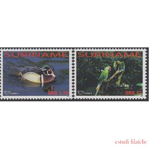 Upaep Suriname 1734/35 2004 Pato y Loros fauna MNH