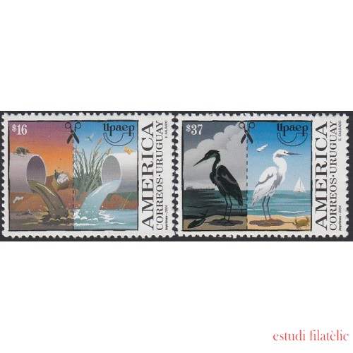 Upaep Uruguay 2191/92 Agua contaminada y limpia Ave sucia y limpia pájaro bird MNH