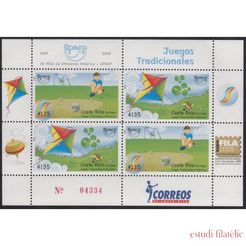 Upaep Costa Rica 2009 904/05 Juegos tradicionales Bolinchas Papalotes MNH