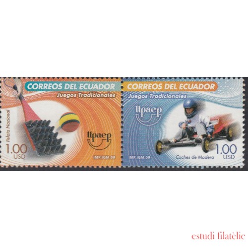 Upaep Ecuador 2191/92 2009 Juegos tradicionales Coches de madera MNH