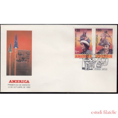 Upaep Chile 923/24 1989 Cultura atacameña y austral SPD FDC Sobre Primer Día