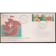 Upaep Brasil 2062/63 1992 Colón Carabelas mapa de Europa SPD FDC Sobre Primer Dí