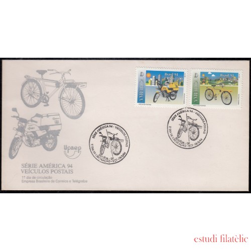 Upaep Brasil 2165/66 1994 Bicicleta Motocicleta SPD FDC Sobre Primer Día