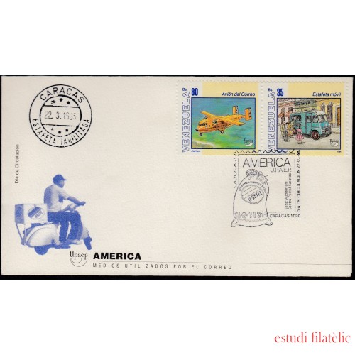 Upaep Venezuela 1719/20 1994 Camioneta y avión postal SPD FDC Sobre Primer Día