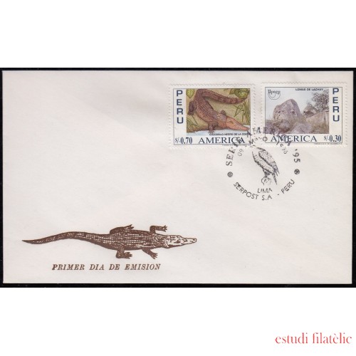 Upaep Perú 1076/77 1995 Reseva Lachay Crocodylus SPD FDC Sobre Primer Día