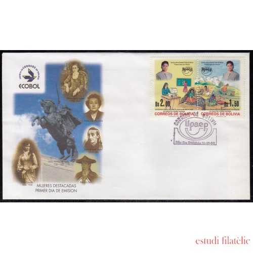 Upaep Bolivia 987/88 1998 La Primera Dama SPD FDC Sobre Primer Día