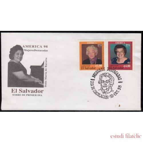 Upaep El Salvador 1364/65 1998 Alice Lardé  SPD FDC Sobre Primer Dí