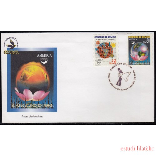 Upaep Bolivia 1036/37 1999 La tierra en una flor SPD FDC Sobre Primer Día