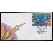 Upaep Colombia 1117/18 654/55 1999 Manos lanzando Flores SPD FDC Sobre Primer Día