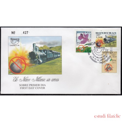 Upaep Honduras 1029/31 1999 Flor arma Paloma SPD FDC Sobre Primer Día