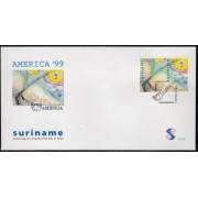 Upaep Suriname 1543/44 1999 Arma disparando una flor SPD FDC Sobre Primer Día