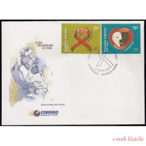 Upaep Argentina 2178/79 2000 Corazón de dos caras SPD FDC Sobre Primer Día