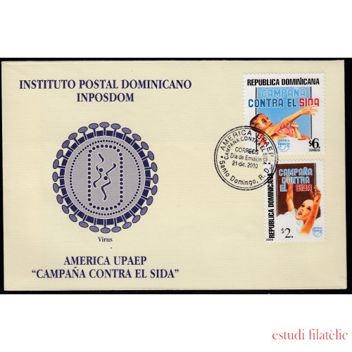 Upaep Rep. Dominicana 1449/50 2000 Niño enfermo de Sida SPD FDC Sobre Primer Día