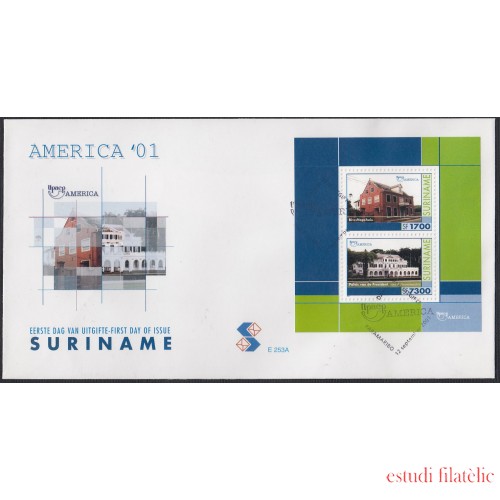 Upaep Suriname HB 88 2001 Diócesis SPD FDC Sobre Primer Día