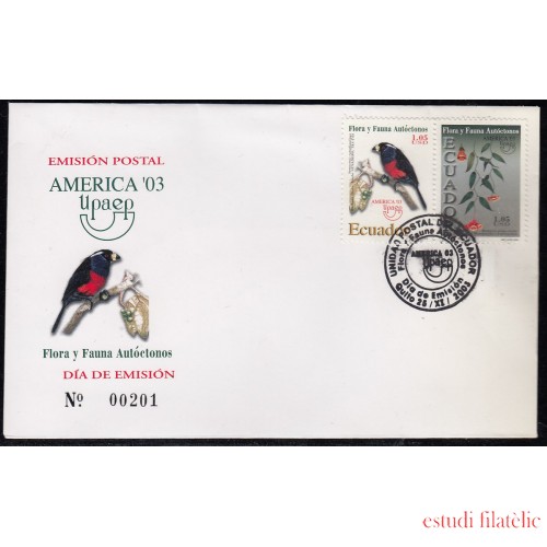 Upaep Ecuador 1769/70 2003 Semnornis Bomarea bird SPD FDC Sobre Primer Día