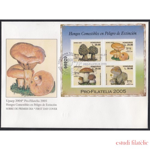 Upaep Honduras BF 73 Spizateus melanoleucus setas mushrooms SPD FDC Sobre Primer Día