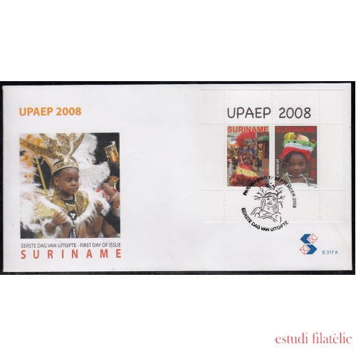 Upaep Suriname HB 168 2008 Carnaval Fiestas Nacionales SPD FDC Sobre Primer Día