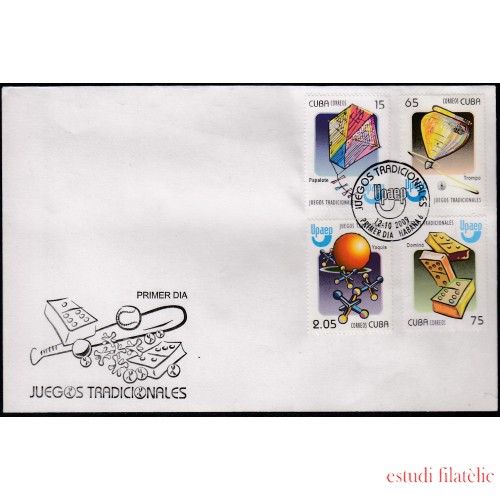 Upaep Cuba 4756/59 2009 Trompo Papalote Dominó Yaquis SPD FDC Sobre Primer Día