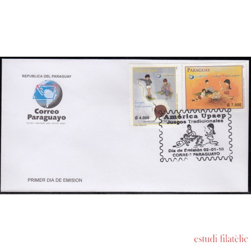 Upaep Paraguay 3032/33 2009 Trompo Tikichuela Bolitas SPD FDC Sobre Primer Día