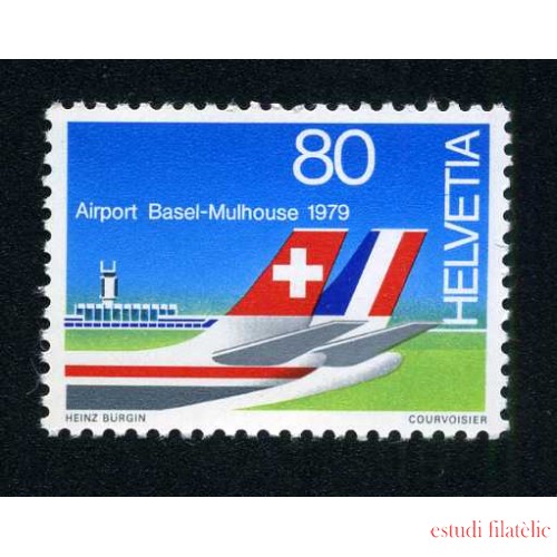 TRA1/S Suiza Switzerland 1079 1979 Aeropuerto franco-suizo de Bâle-Mulhouse Cola de avión MNH