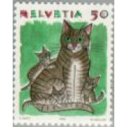 Suiza Switzerland 1342 1990 Serie Animales Gato y gatitos MNH