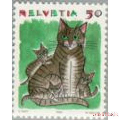 Suiza Switzerland 1342 1990 Serie Animales Gato y gatitos MNH