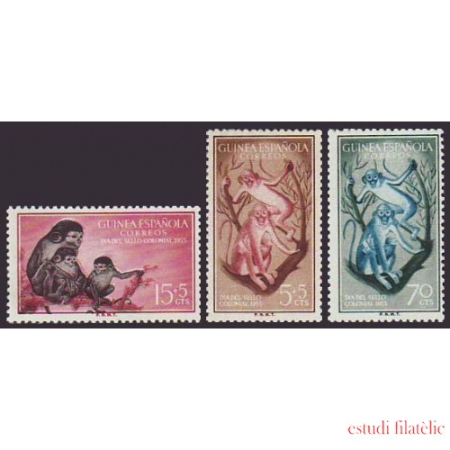 Guinea Española 355/57 1955 Día del Sello Fauna MNH 