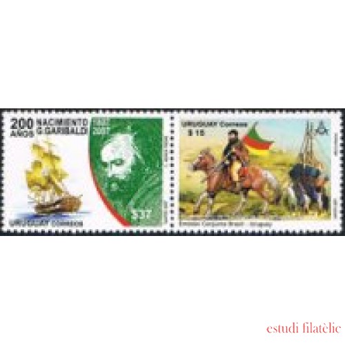 Uruguay 2321a/2322a 200 Años del Nacimiento de G. Garibaldi. Setenant MNH