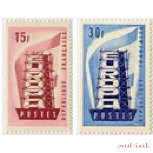 France Francia Nº 1076/77 1956 Europa Lujo