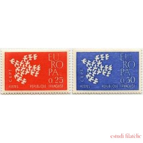 France Francia Nº 1309/10 1961 Europa Lujo