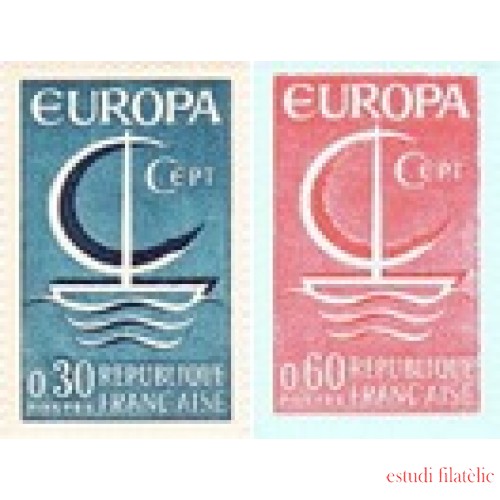 France Francia Nº 1490/91 1966 Europa Lujo