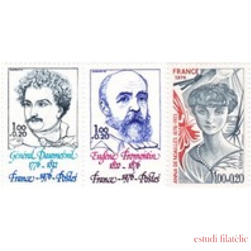 France Francia Nº 1896/98 1976 Personajes célebres Sorteo de la Cruz Roja Lujo