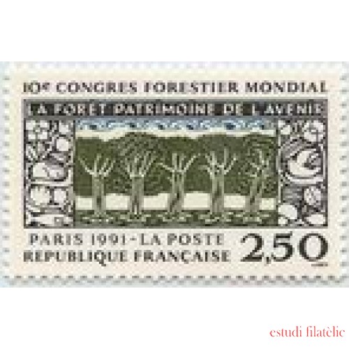 France Francia Nº 2725 1991 Congreso forestal ,lujo