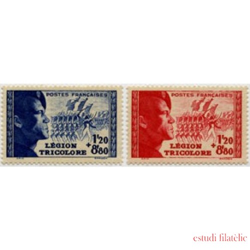 France Francia Nº 565/66 1942 Para la Legión tricolor Lujo