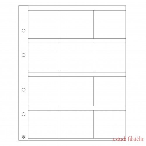 Leuchtturm 309197 Hojas OPTIMA, para 12 cartones de monedas 50x50 mm, transparentes