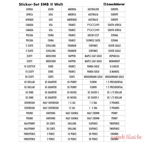 Leuchtturm 325543 Etiquetas para bandejas de monedas 