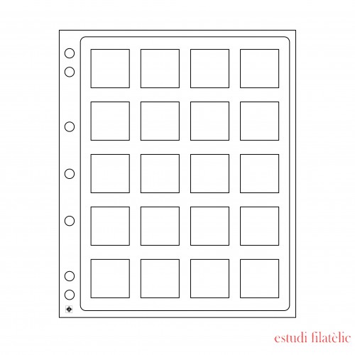 Leuchtturm 334778 Hojas ENCAP, transparentes para 20 cápsulas de monedas QUADRUM 50 x 50 mm