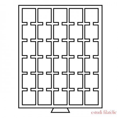 Leuchtturm 360057 Bandeja para monedas 30 divisiones esquinadas 38 x 38 mm, color humo conbandejanegra