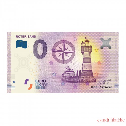 Billete  souvenir de cero euros Roter Sand Sagrada Família Gaudí