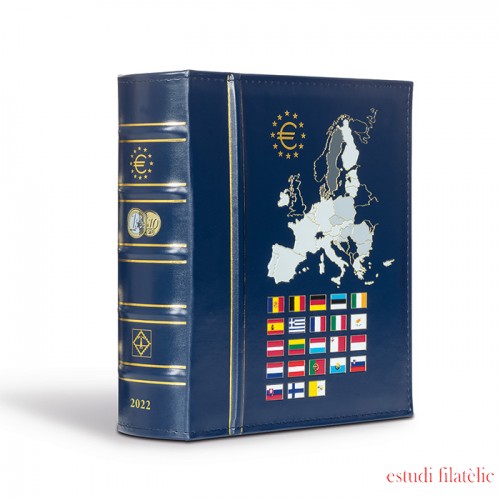 Leuchtturm 365237 VISTA álbum anual para monedas de euro 2022, con cajetín protector, azul