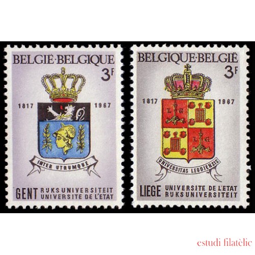 Bélgica - 1433/34 - 1967 150º Aniv. de las Universidades de Lieja y Gante Escudos Lujo