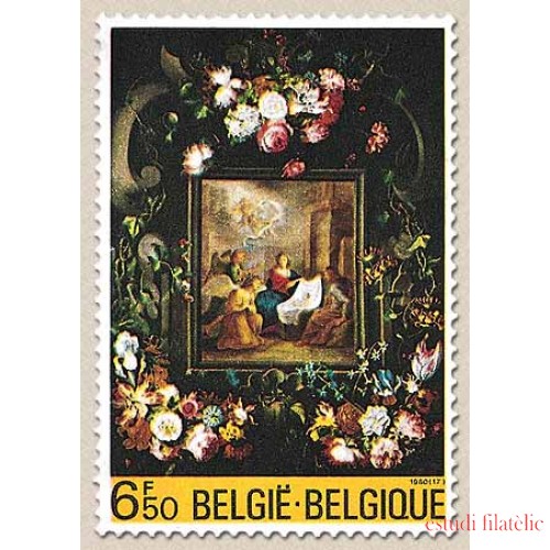 Bélgica - 1996 - 1980 Navidad Cuadro Guirnalda de flores con Nacimiento Lujo