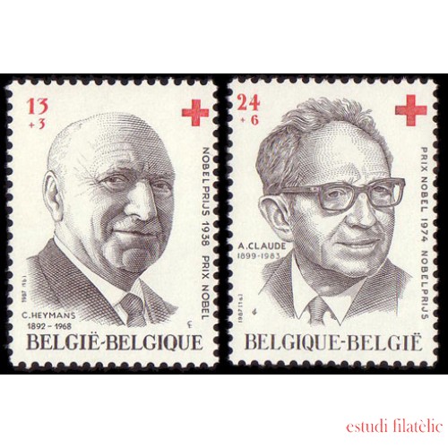 Bélgica Belgium  Nº 2241/42   1987  Sorteo Cruz Roja belga Retratos premios Nobel Lujo